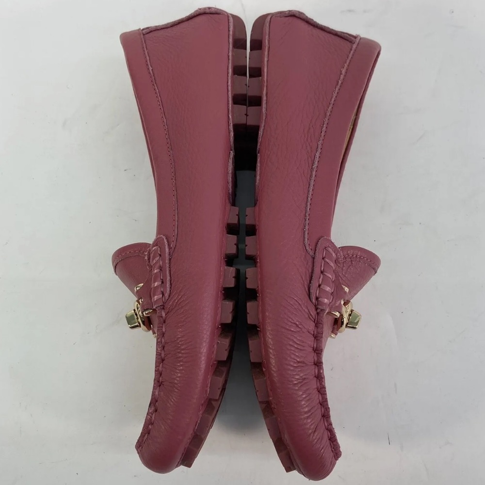 Coach Arlene Pebbled Pink Leather Slip On Moccasin Horsebit Loafers